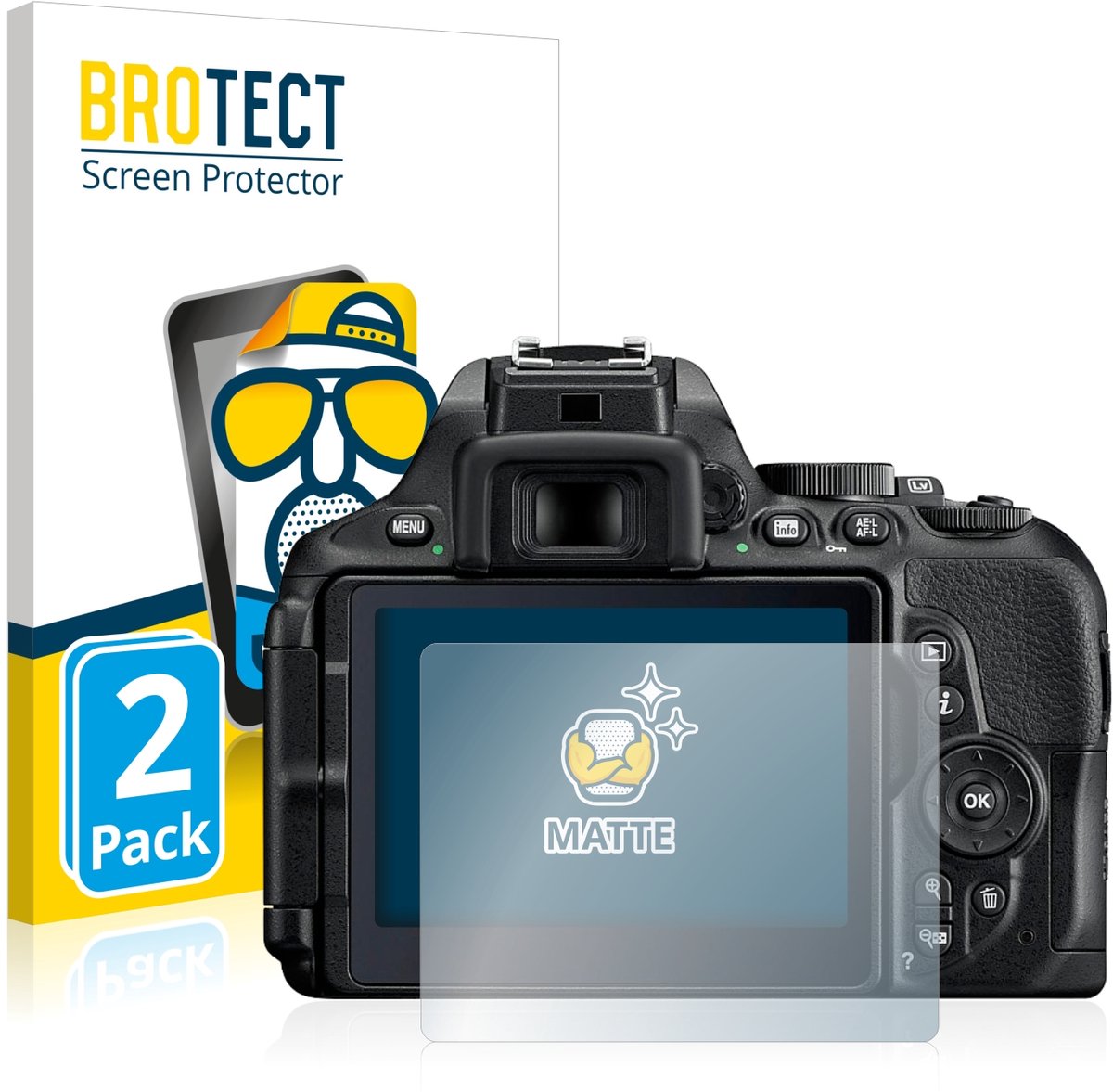 BROTECT - Screenprotector voor Nikon D5600 - Folie Beschermfolie matte 2 Stuks