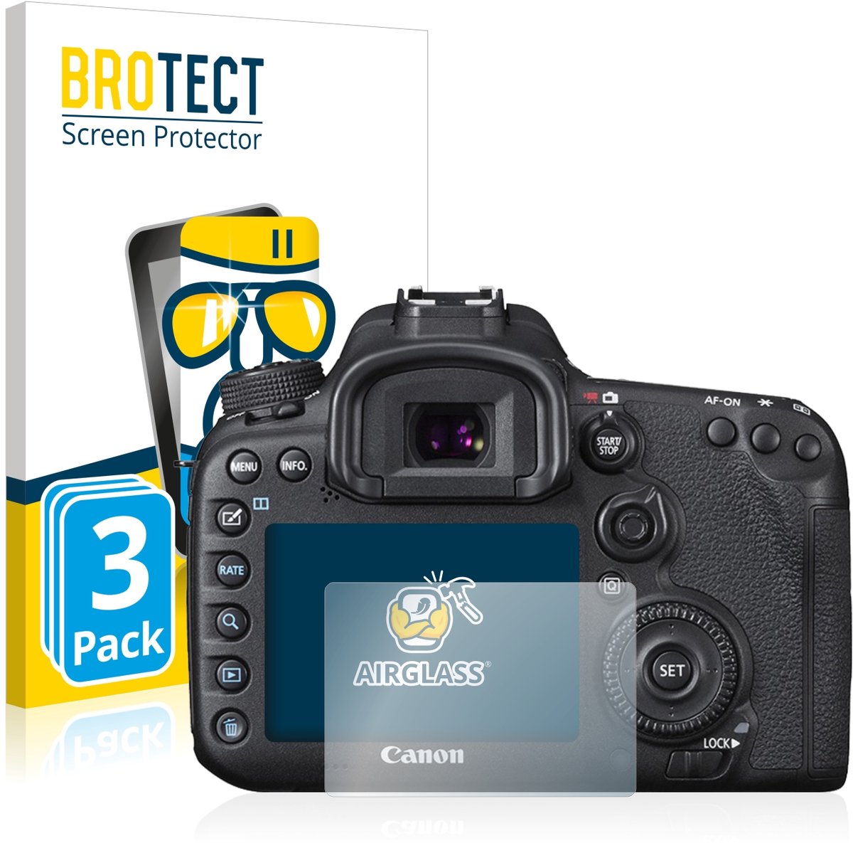 Screenprotector 3 Stuks voor Canon EOS 7D Mark II Beschermglas transparant