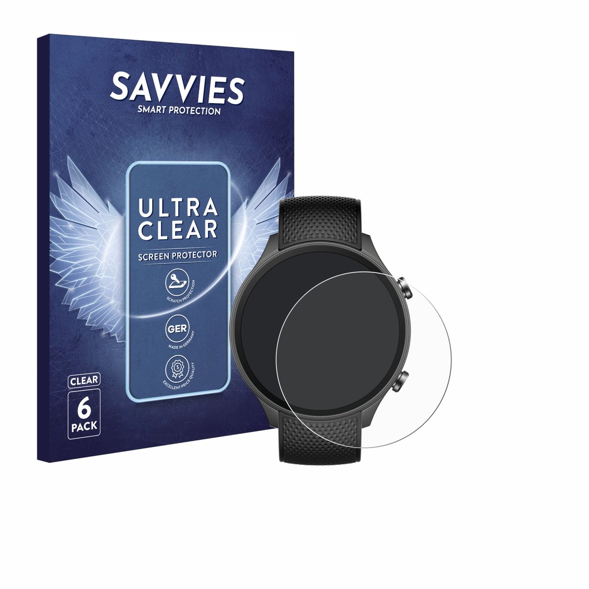 Savvies - Screenprotector voor OnePlus watch 2R - Folie Beschermfolie transparant 6 Stuks