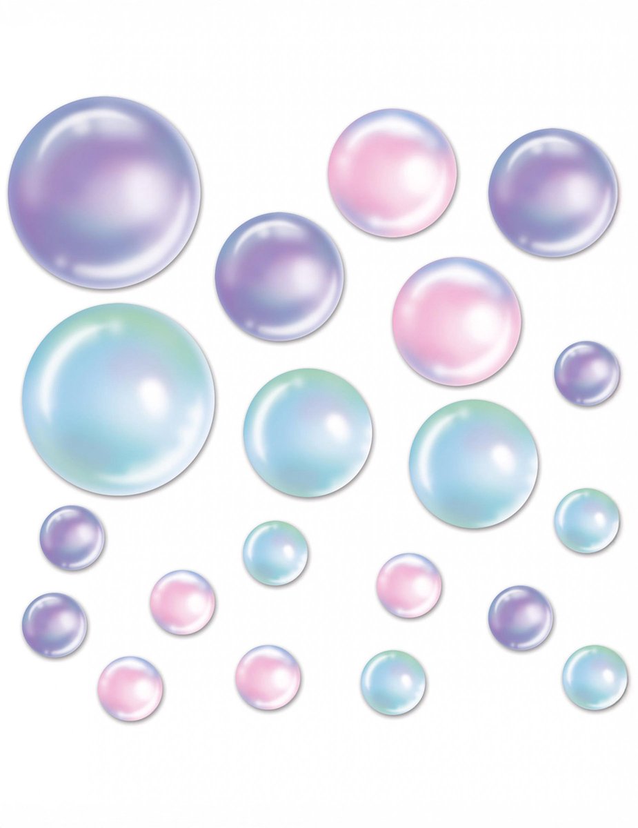 360 DEGREES - 20 iriserende bubbeldecoraties 10 tot 30 cm van karton