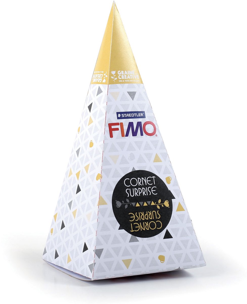 GRAINES CREATIVES - Gele Fimo kwal verrassingshoorn 17 x 7 cm creatieve kit magneten
