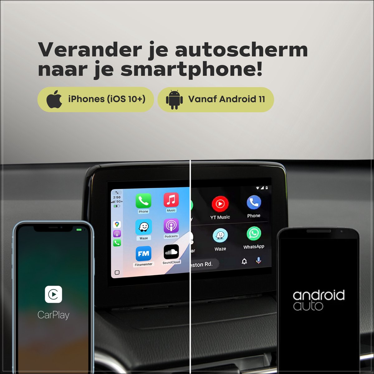 Draadloze CarPlay & Android Auto Dongle Beemec 5GHz USB Plug & Play voor auto vanaf 2017, compact zwart - Afbeelding 4