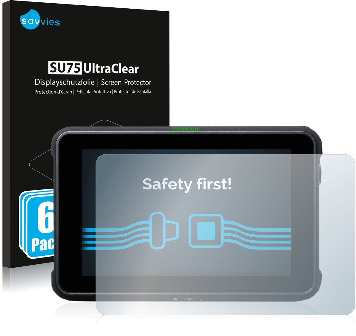 Savvies - Screenprotector voor Atomos Shinobi 7 - Folie Beschermfolie transparant 6 Stuks