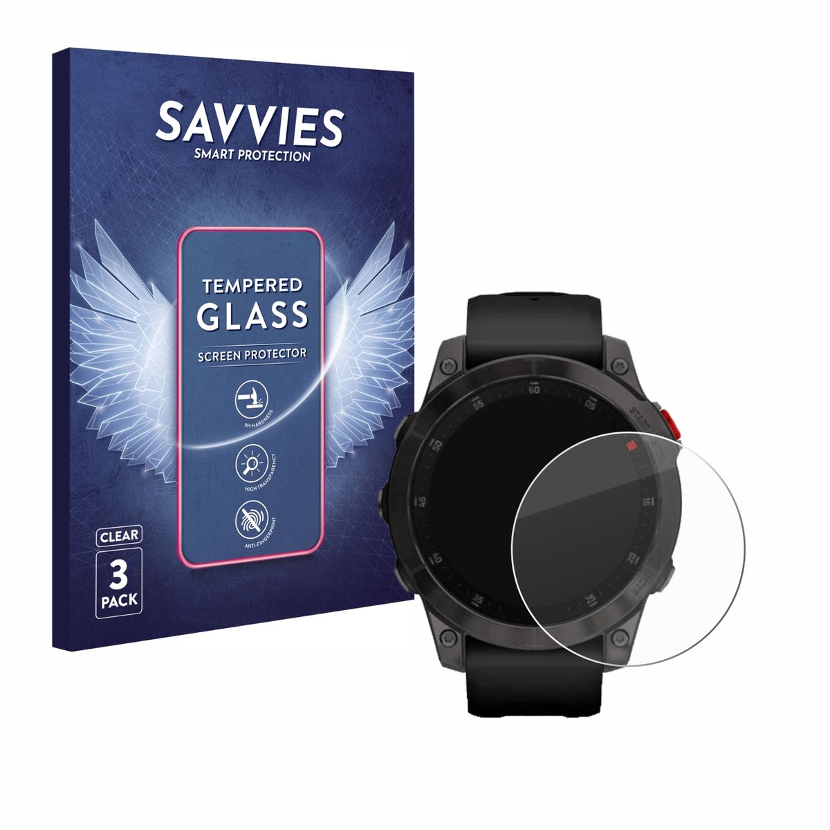 Savvies - Glas Screenprotector voor Garmin epix (Gen. 2) - Gehard Beschermglas 9H 3 Stuks