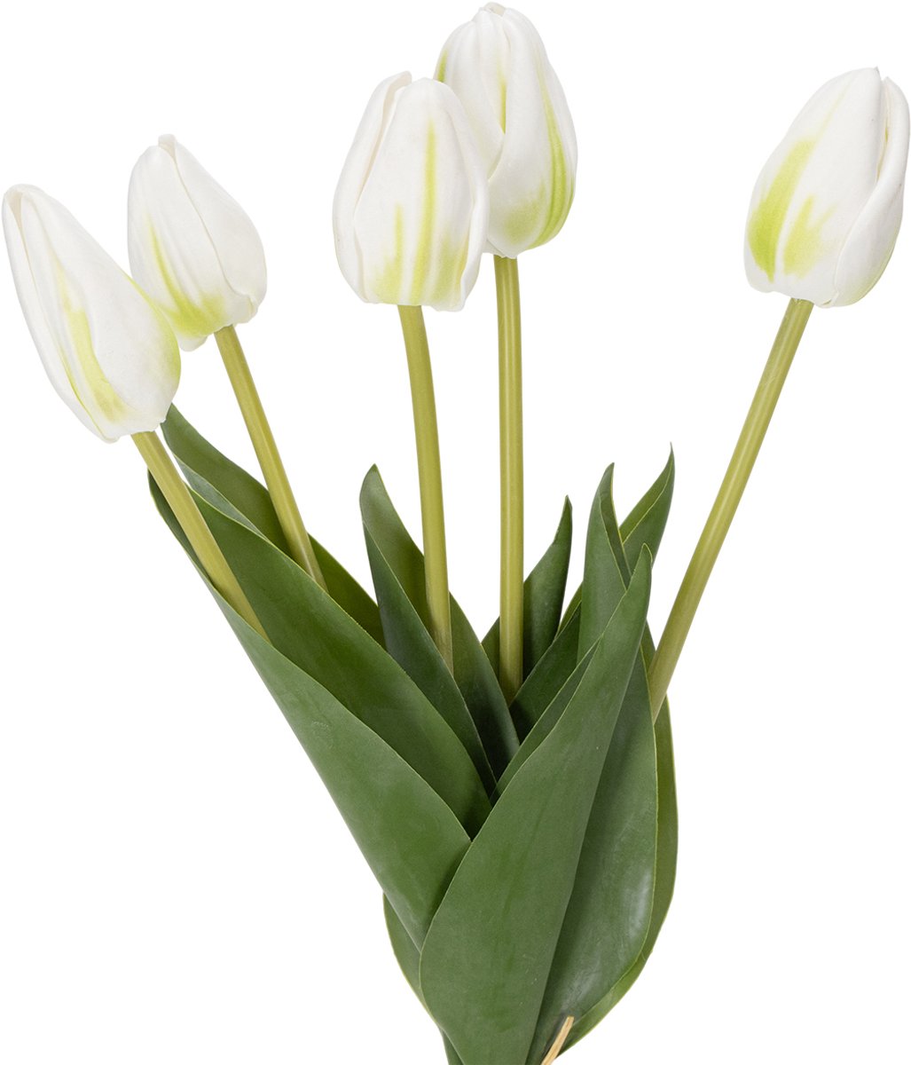 Viana Decoratieve kunstmatige tulpen voor een stijlvol interieur, 40 cm, 5 s Wit