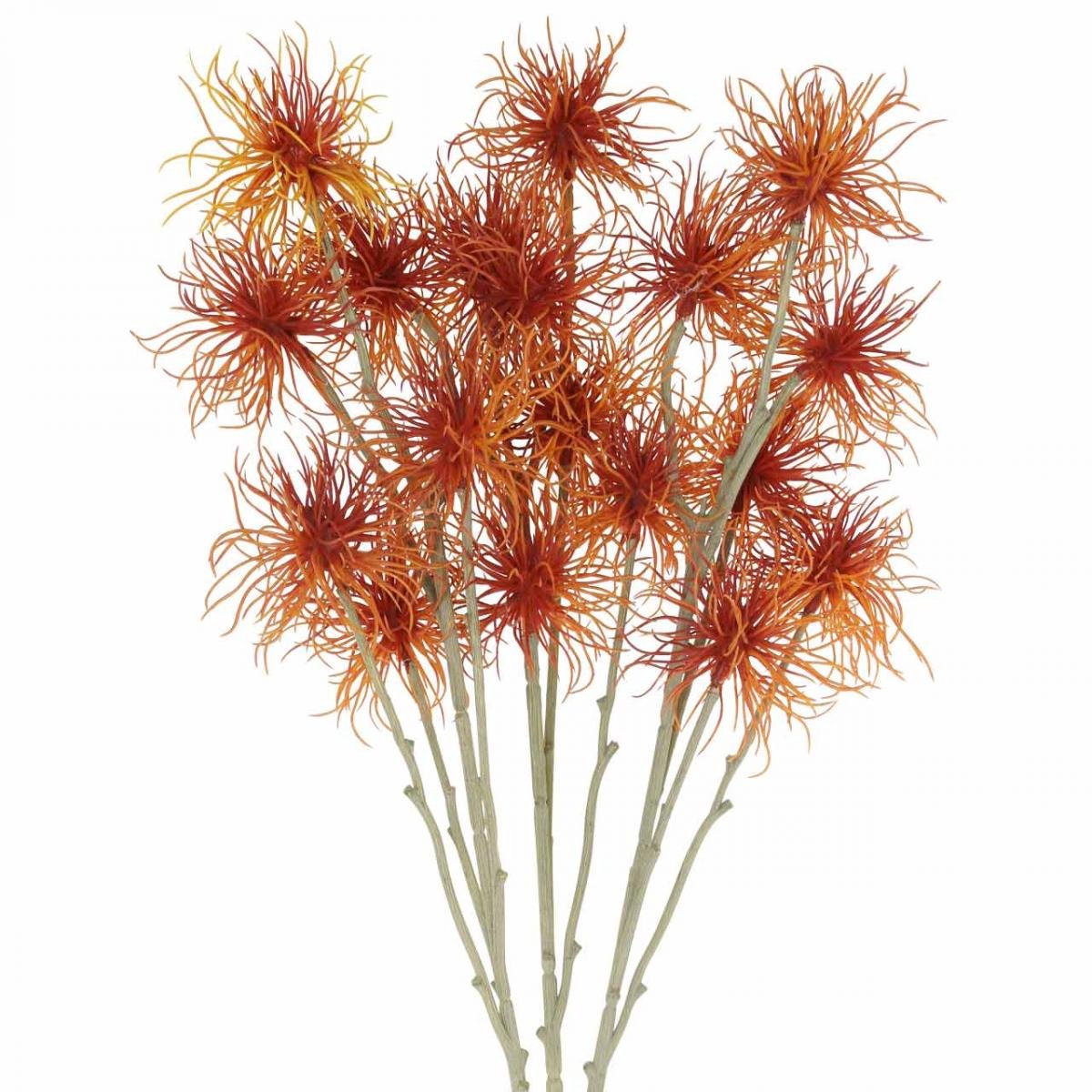 Xanthium kunstbloem herfstdecoratie oranje 6 bloemen 80cm 3st