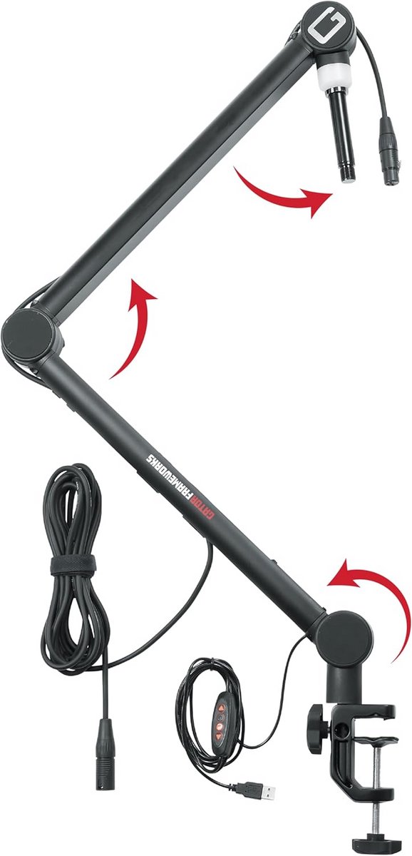 Desktop Microfoon Boom Stand met LED Indicatielamp en Geïntegreerde XLR-Kabel voor Podcast en Opname