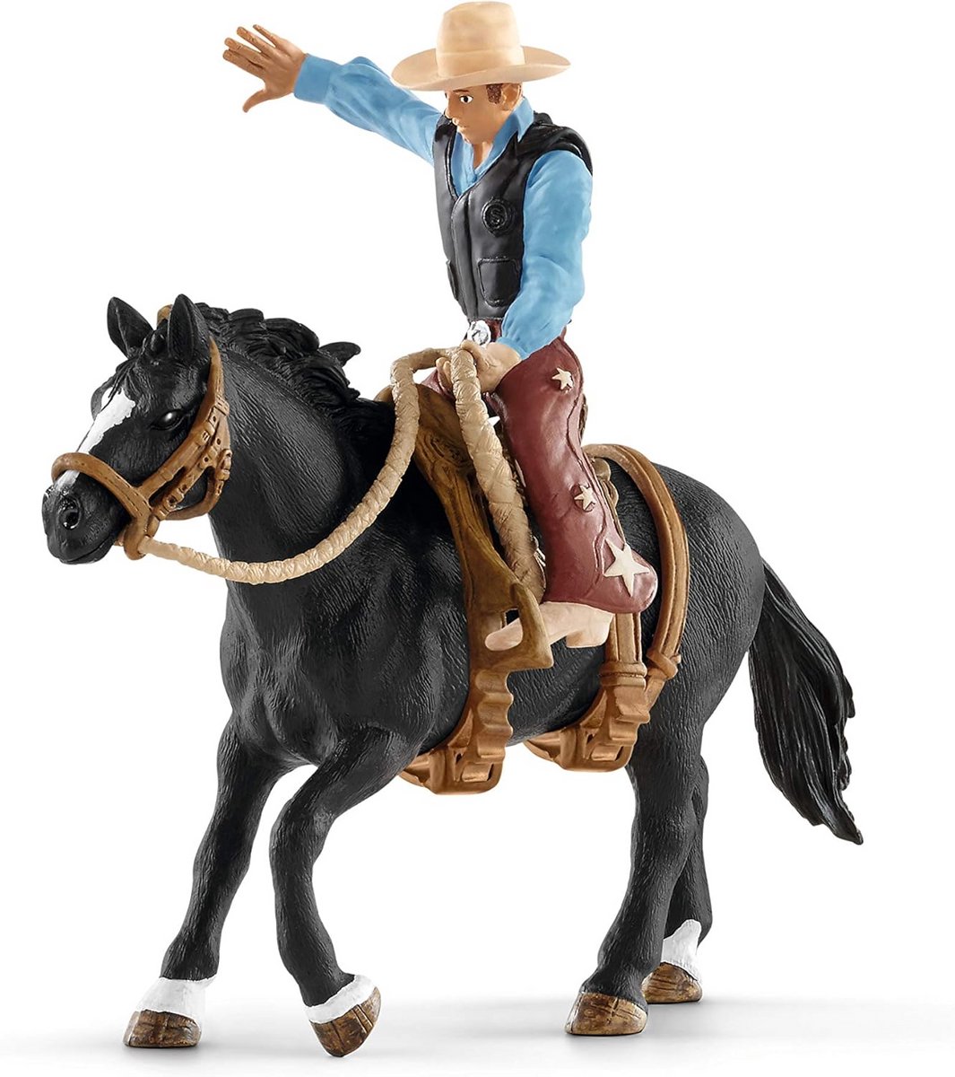 Speelgoed Paard met Cowboy voor Saddle Bronc Riding - Rodeo Actie