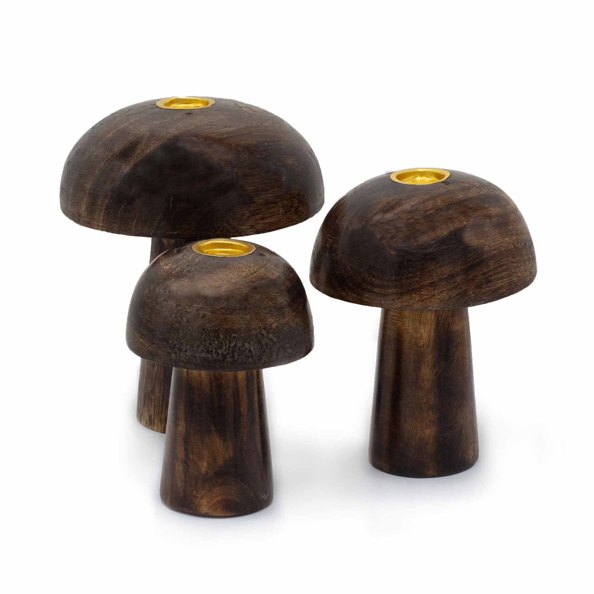 Ancient Wisdom Wierook - Set van 3 paddenstoelen wierookkegels 10 cm, 9 cm, 8 cm - geur - aroma - handgemaakt - India - natuurlijke oliën multicolor