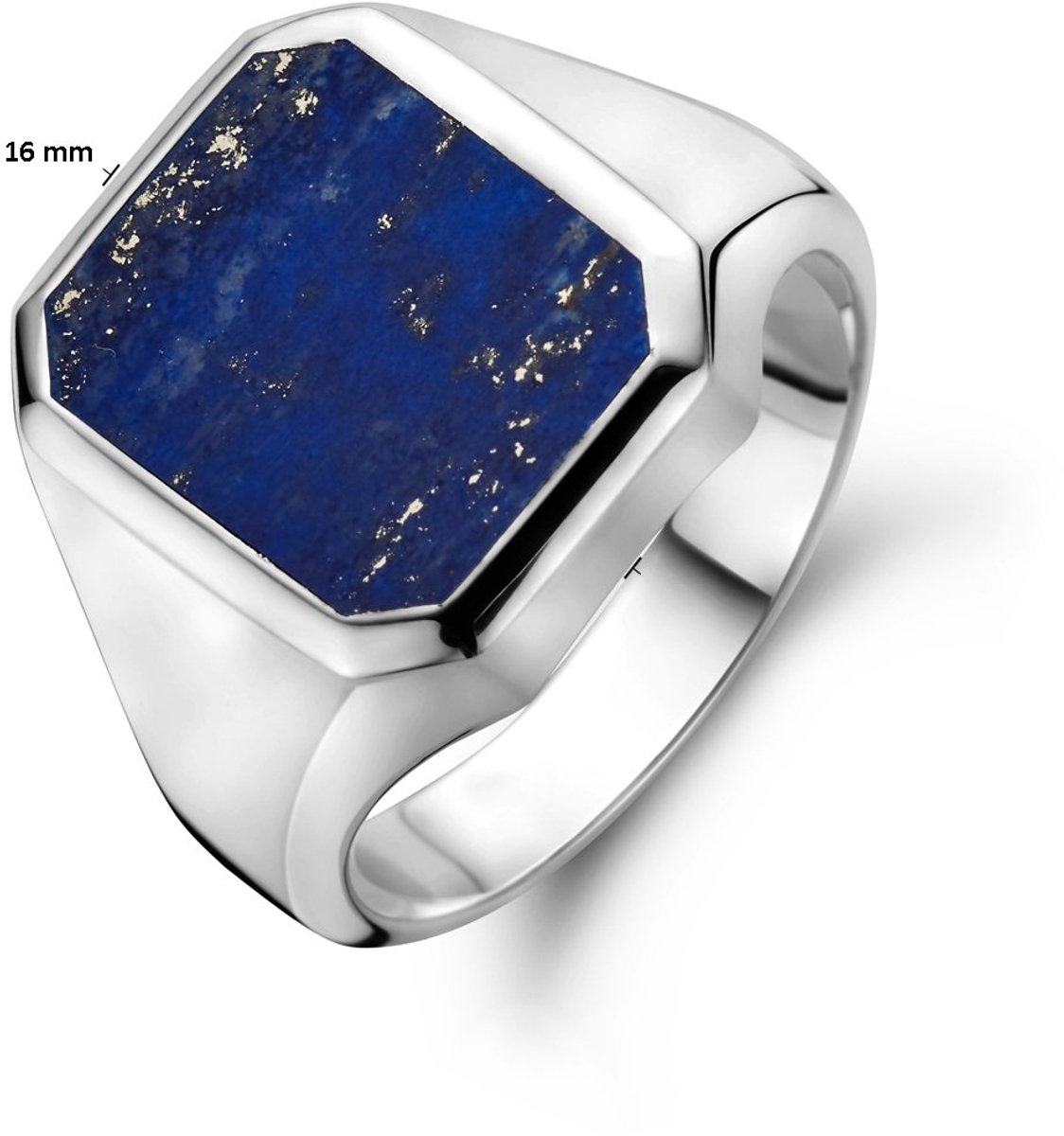 Gerhodineerd Zilver Zegelring Massief Lapis 13 X 11Mm 1337944