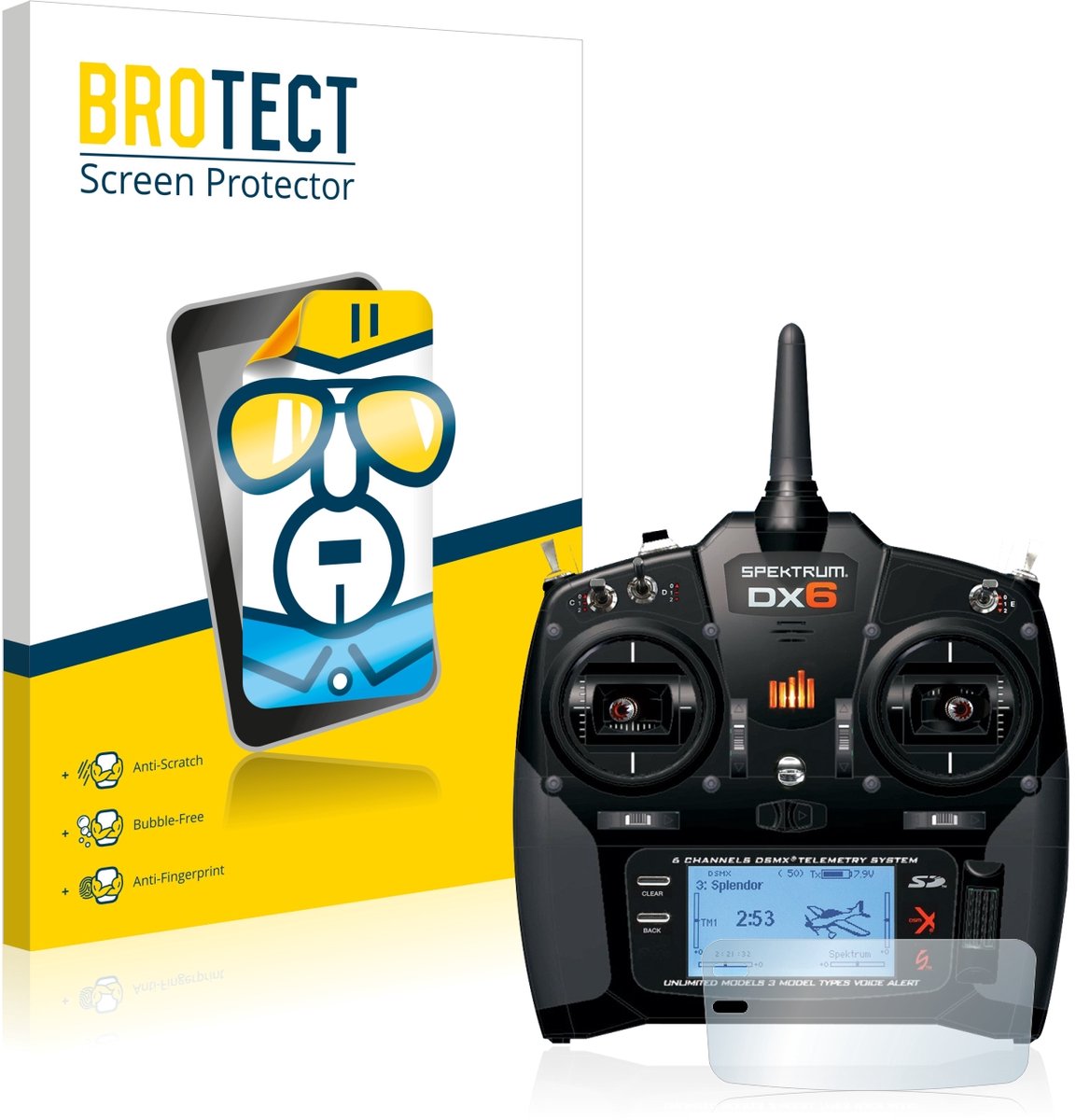 BROTECT - Screenprotector voor Spektrum DX6 - Folie Beschermfolie transparant 2 Stuks