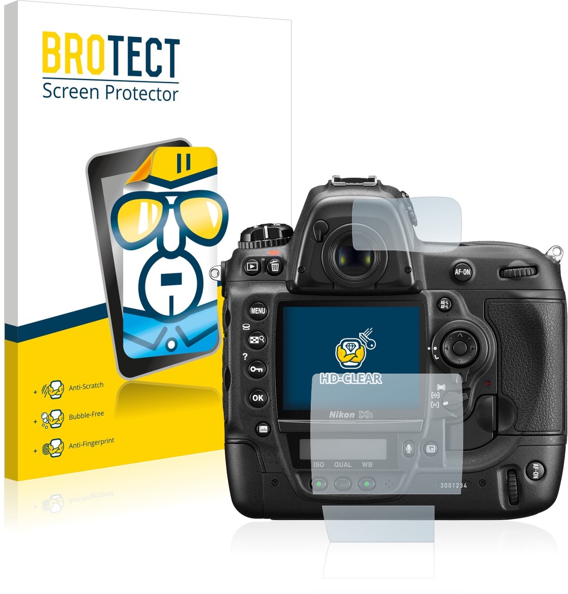 BROTECT - Screenprotector voor Nikon D3S - Folie Beschermfolie transparant 2 Stuks