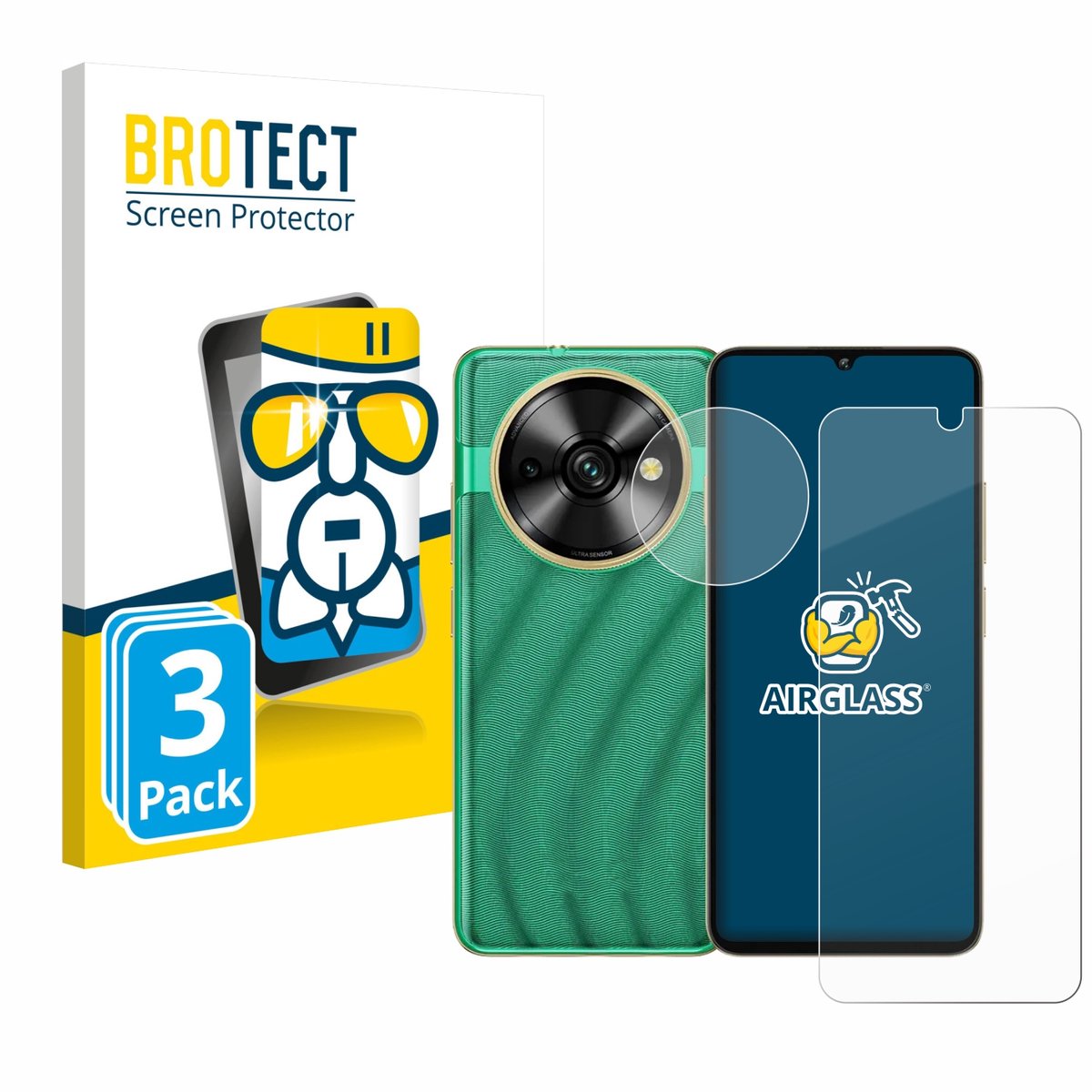 Screenprotector 3 Stuks voor Oukitel C59 Pro (Voor+Camera) Beschermglas transparant