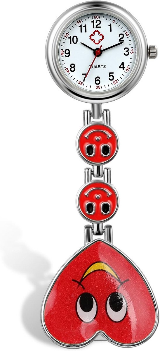 Verpleegstershorloge met Clip - Analoge Zakhorloge voor Medisch Personeel in Trendy Rood