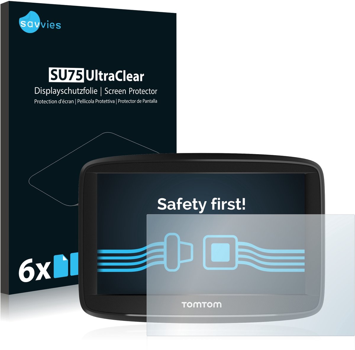 Savvies - Screenprotector voor TomTom Start 52 - Folie Beschermfolie transparant 6 Stuks