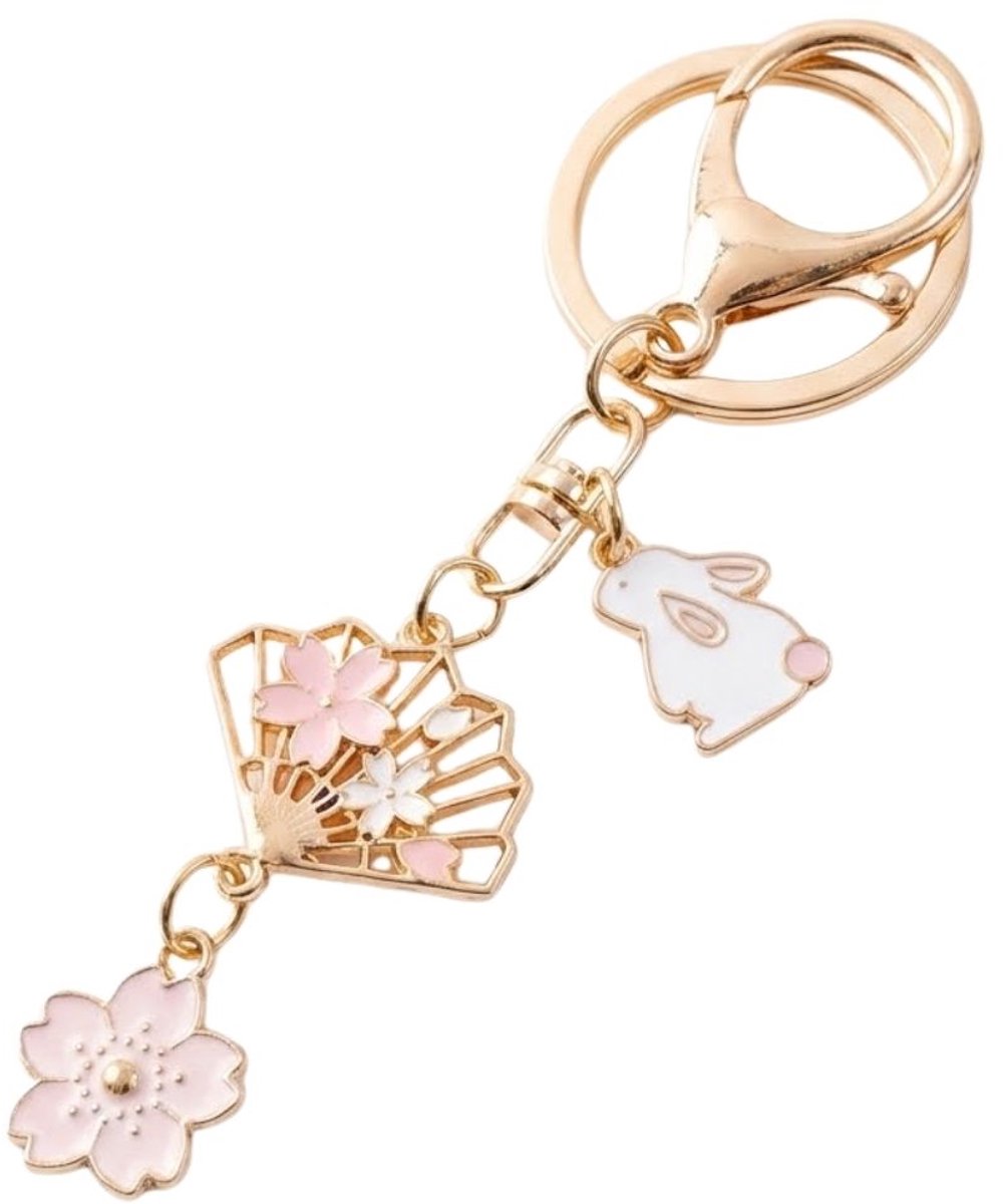 Ainy - Sakura Waaier Konijn Keychain | Sleutelhangers voor kinderen en volwassenen | auto sleutelhouder speelgoed accessoires | cadeau voor vrouwen