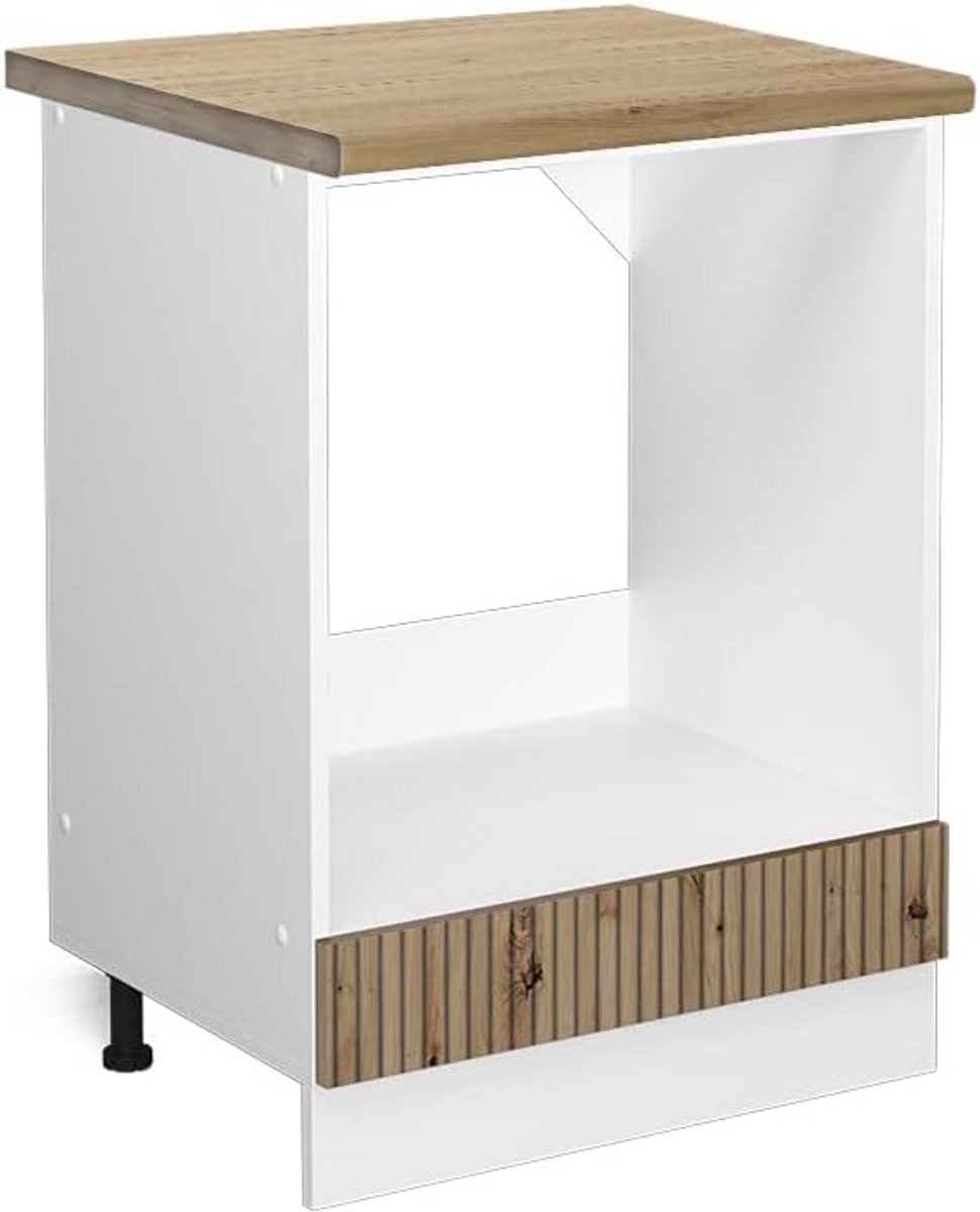 Ovenombouwkast met Werkblad 60 cm - Artisanaal Eiken/Wit - Modulair Keukenmeubel