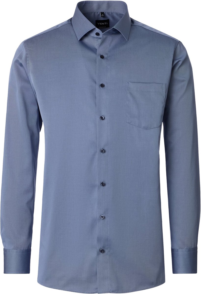 VENTI CASA MODA comfort fit overhemd - mouwlengte 7 - structuur - lichtblauw - Strijkvrij - Boordmaat: 43