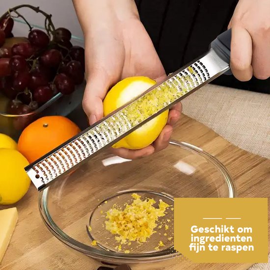 HI NATURE™ Premium Rasp zester - Handrasp lang- Citroenrasp - Kaasrasp - Gemberrasp - Knoflookrasp | Roestvrij staal Zwart