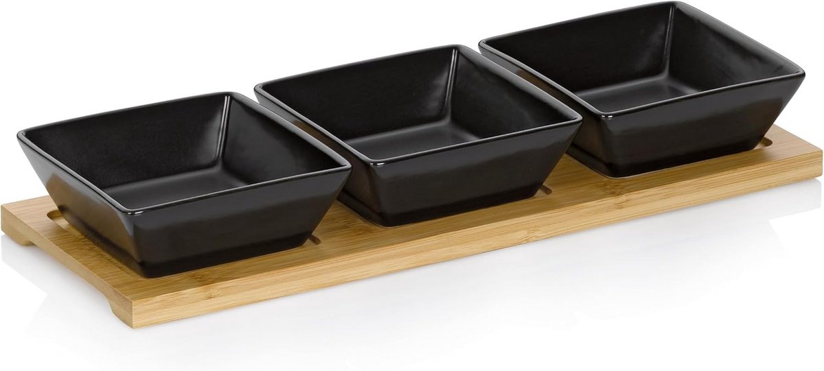 Snijset Philipa porselein zwart 4 stuks 33,5 x 12,0 x 5,0 cm