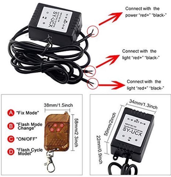 KARZO - Strobe Control Module, 12V 1.5W Universele Draadloze Strobe ...
