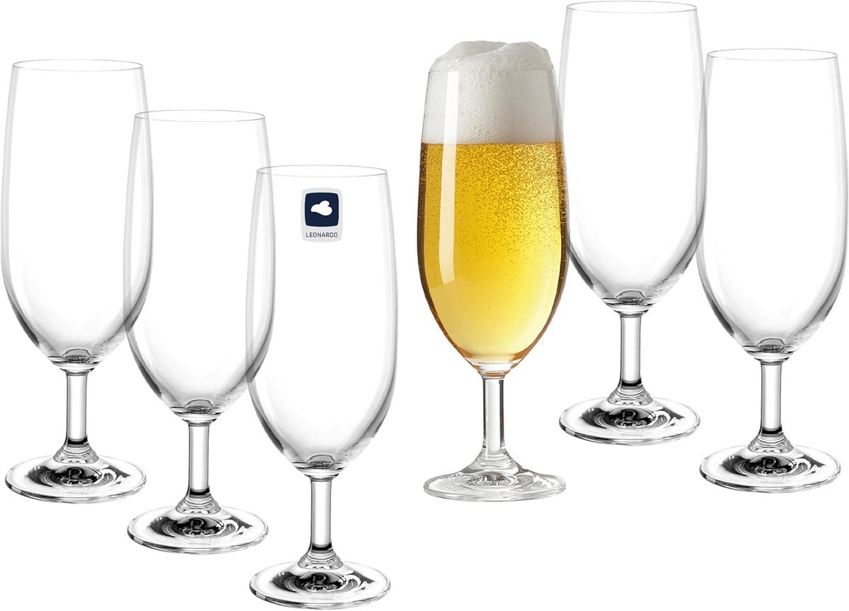 Set van 6 Tulp Bierglazen met Steel, 360 ml, Vaatwasmachinebestendig