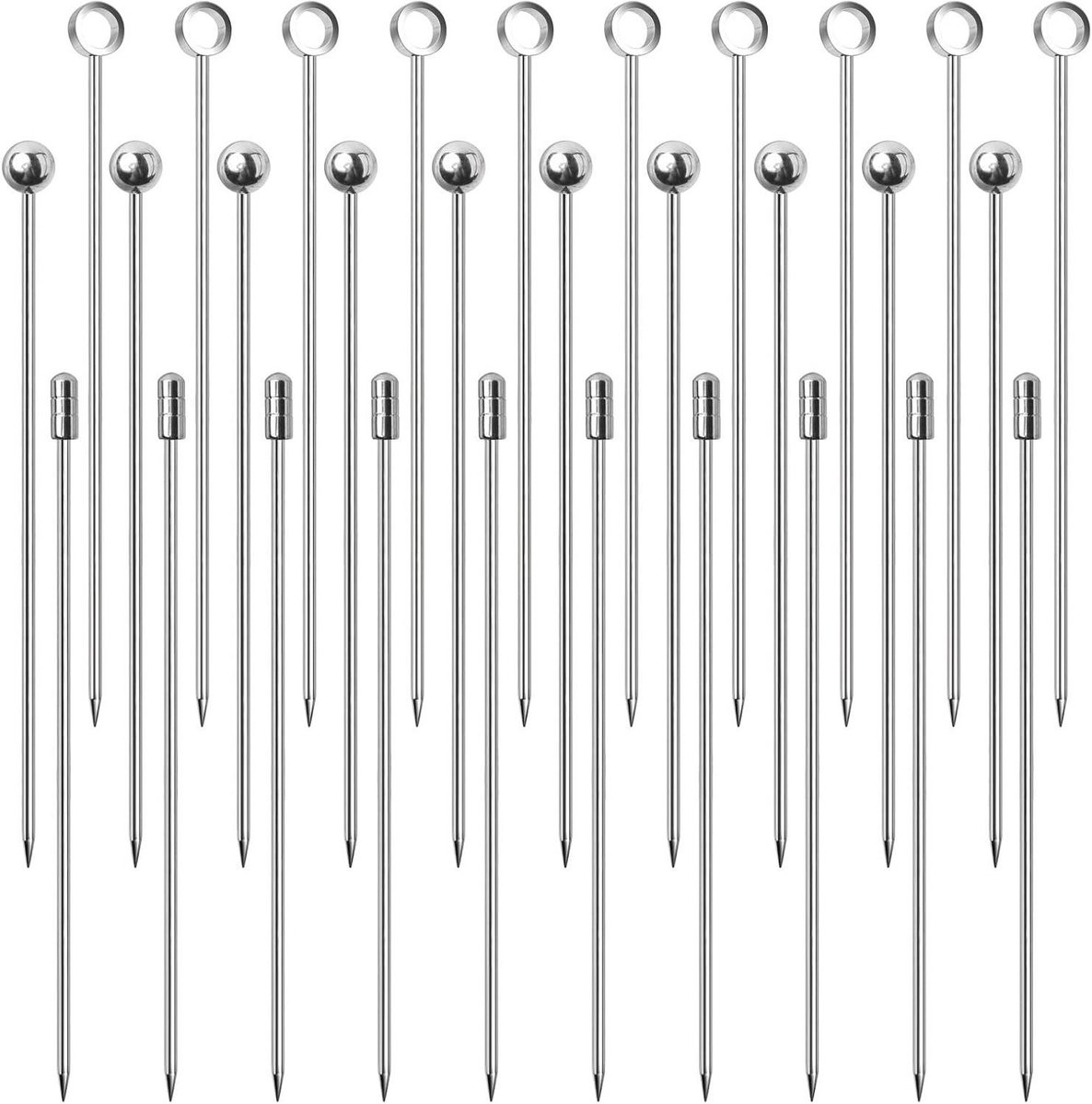 Roestvrijstalen cocktailsticks set - 30 stuks, herbruikbare fruitstokjes en meer!