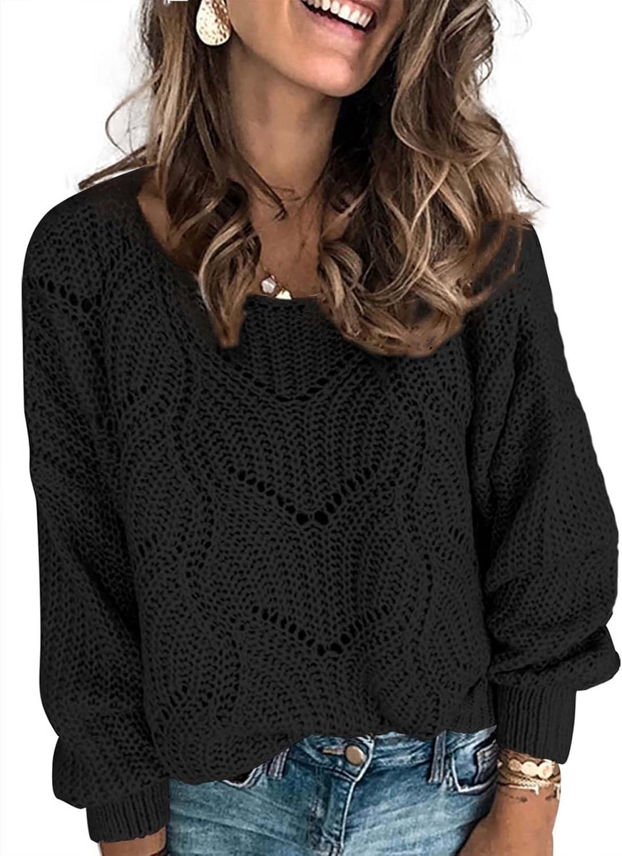 Dames Trui Gebreid Ronde Hals Lange Mouwen Warm Winter Sweatshirt