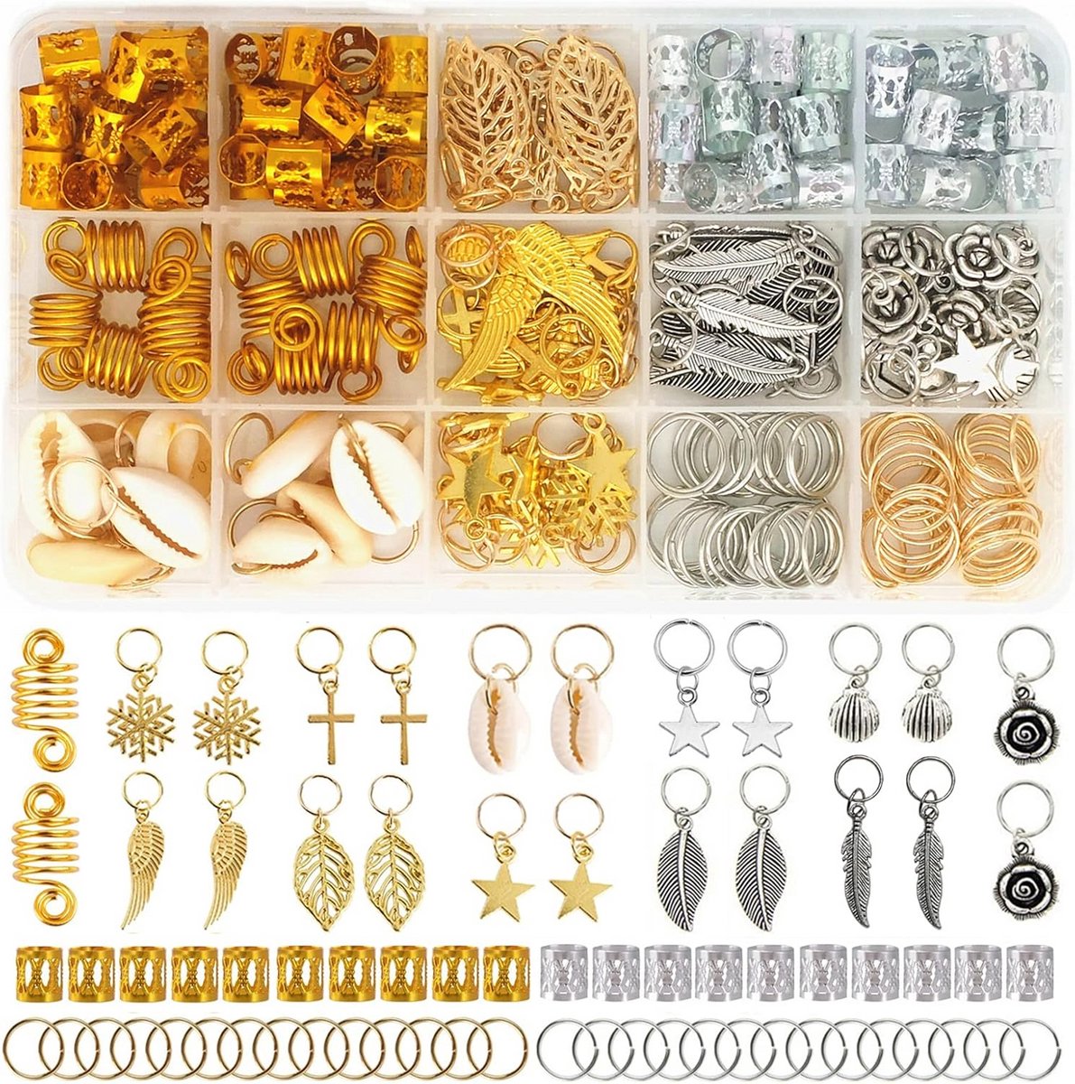 Grote set haarringen en vlechtsieraden voor damesaccessoires