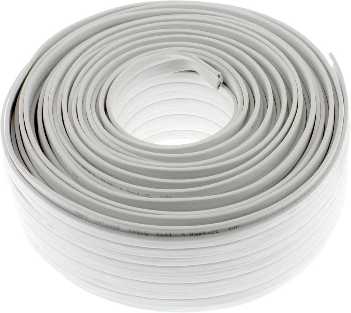 Platte Luidsprekerkabel Wit 2x4mm² - 50 Meter - CCA Audiokabel voor Installatie