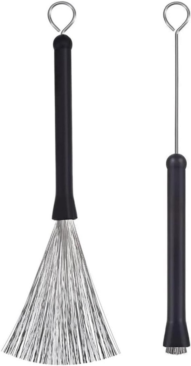 Set van 2 Intrekbare Jazz Drum Borstels met Comfortabele Rubberen Greep