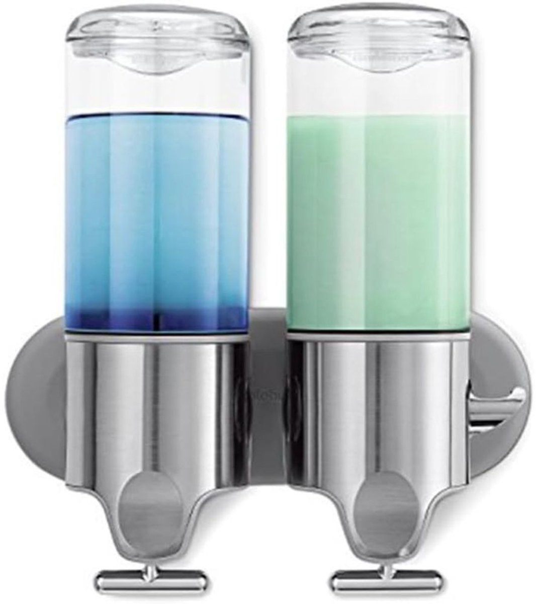 Famanu – Dubbele zeepdispenser wandmontage – roestvrij staal – 9,4x22,4x24,5 cm