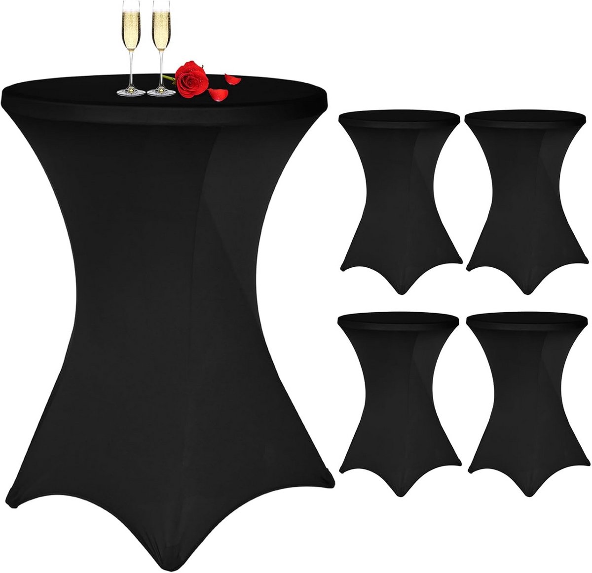 4 Stuks Ronde Bartafelhoezen Stretch Spandex voor Bistrotafels Ø 80-85 cm