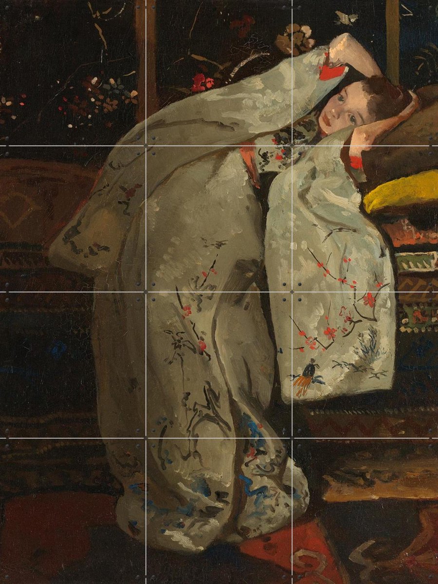 IXXI Meisje in witte kimono, George Hendrik Breitner & Rijksmuseum - 60 x 80 cm - Gratis ophangtool - Grote wanddecoratie en posters - Olieverf