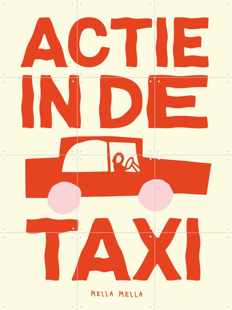 IXXI Actie in de taxi, Mella Mella - 60 x 80 cm - Gratis ophangtool - Grote wanddecoratie en posters Gang, Kinderkamer, Voertuigen, Grappig