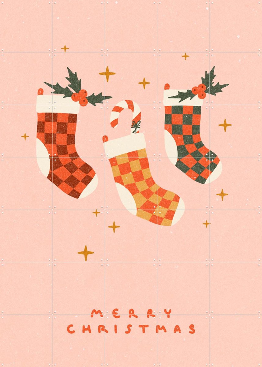 IXXI Christmas Stocking, NKTN & Various - 100 x 140 cm - Gratis ophangtool - Grote wanddecoratie en posters - Illustraties, Digitale Kunst, Speels