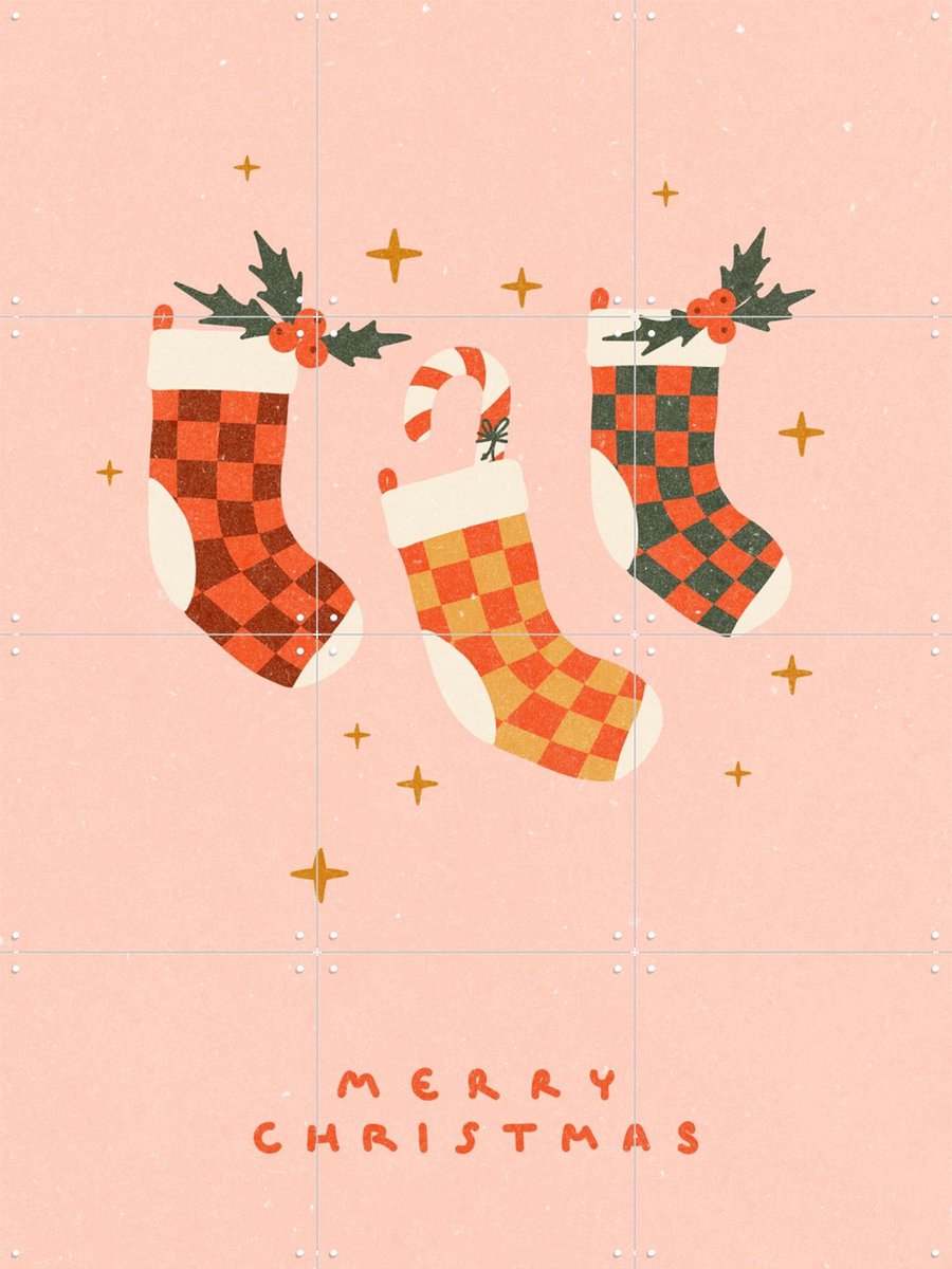IXXI Christmas Stocking, NKTN & Various - 60 x 80 cm - Gratis ophangtool - Grote wanddecoratie en posters - Illustraties, Digitale Kunst, Speels