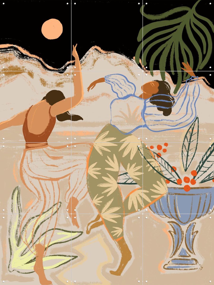 IXXI Moonlight Dance, Arty Guava - 60 x 80 cm - Gratis ophangtool - Grote wanddecoratie en posters - Illustraties, Speels, Vintage, Digitale Kunst