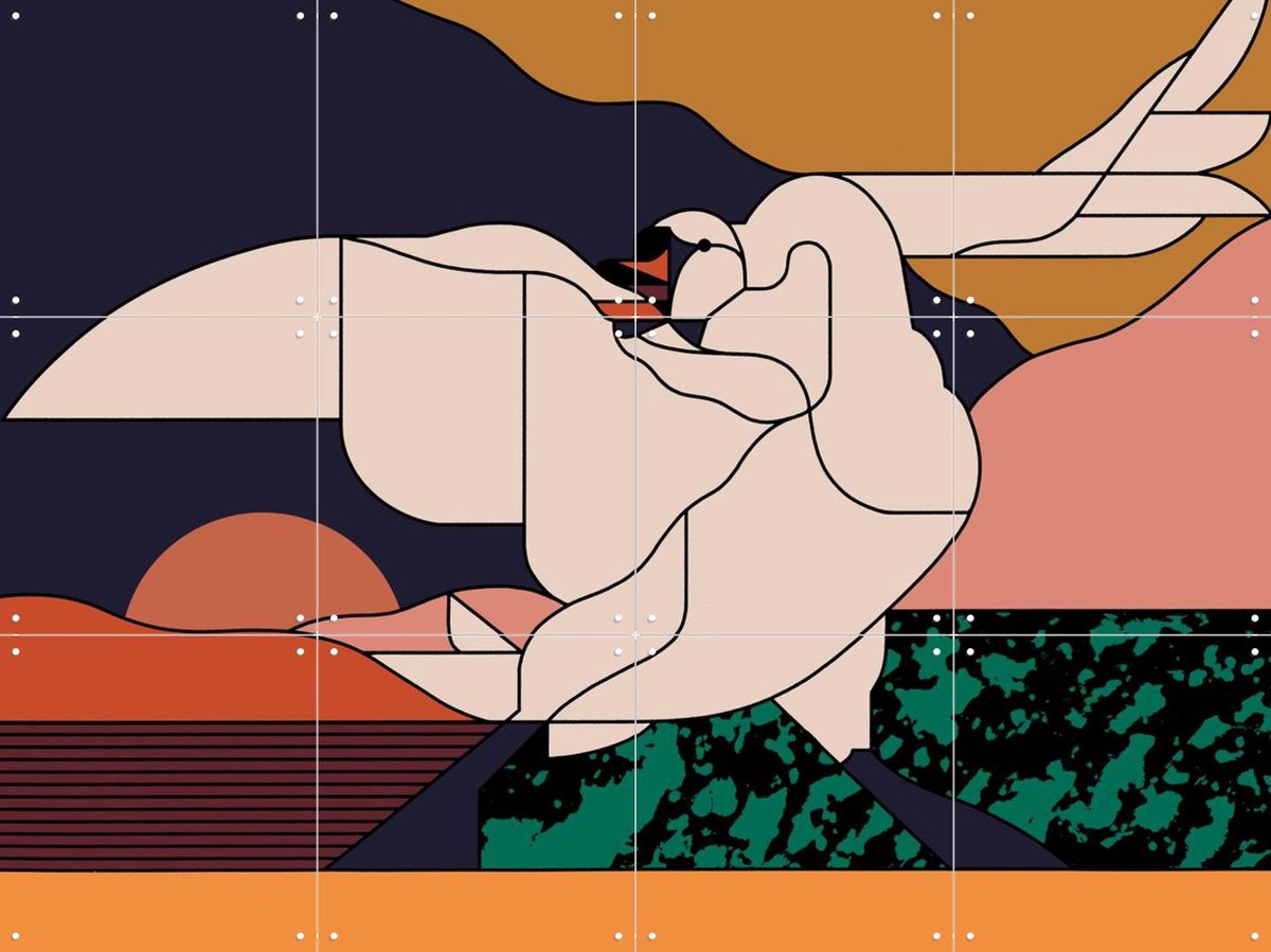 IXXI The threatened swan, ZenkOne & Rijksmuseum 2.0 - 80 x 60 cm - Gratis ophangtool - Grote wanddecoratie en posters - Klassiek, Digitale Kunst