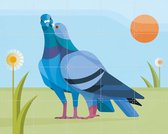 IXXI Doves, Elke Uijtewaal - 100 x 80 cm - Support de suspension gratuit - Grande décoration murale et affiches - Art numérique, Coloré, Illustrations, Géométrique