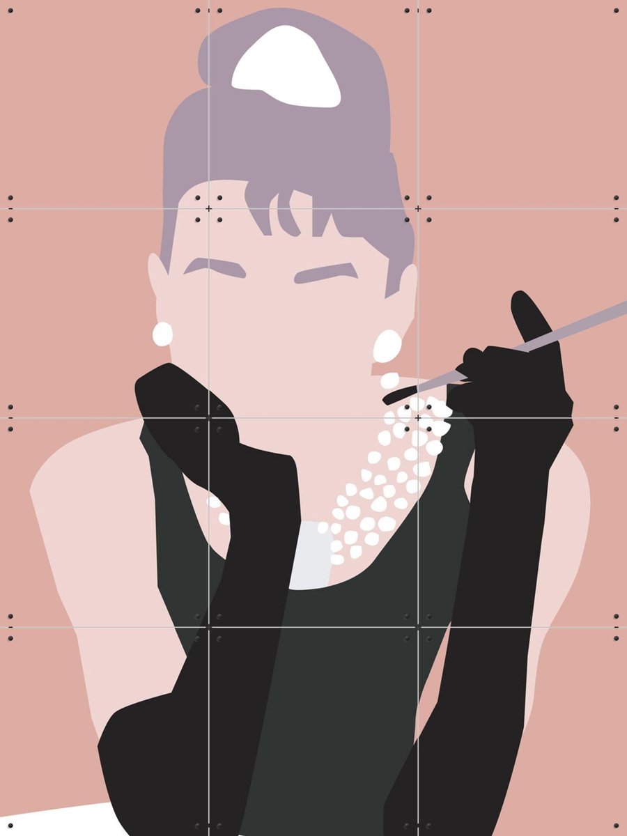 IXXI Audrey, Helena Ravenne - 60 x 80 cm - Gratis ophangtool - Grote wanddecoratie en posters - Illustraties, Minimalisme, Pop art, Grafisch Ontwerp