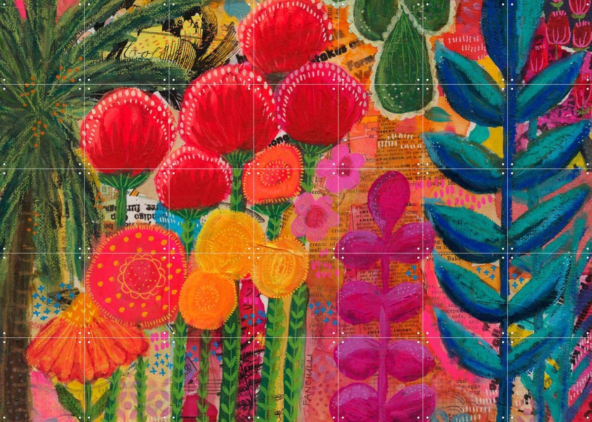 IXXI Edwina, Yvette Fanciulli - 140 x 100 cm - Gratis ophangtool - Grote wanddecoratie en posters - Gemengde Technieken, Kleurrijk, Speels, Woonkamer