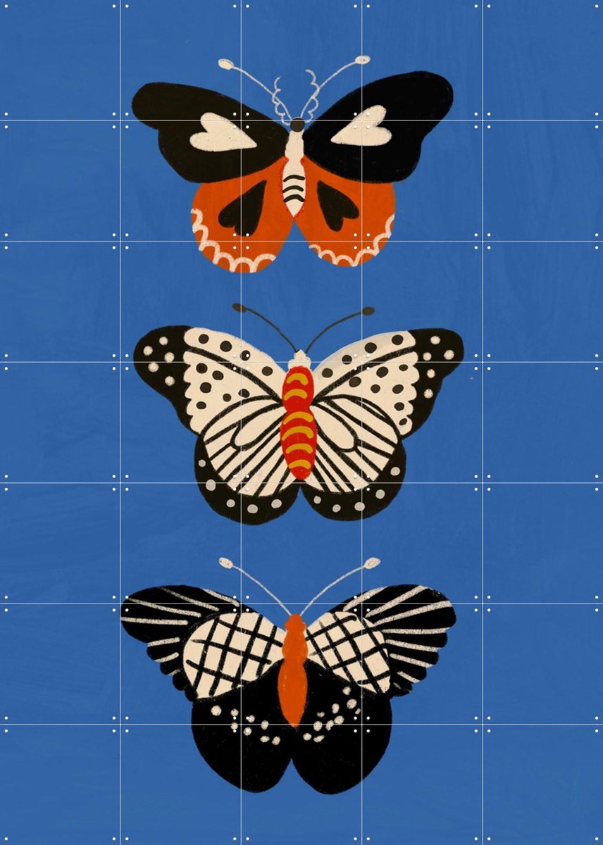 IXXI Butterflies, Gigi Rosado - 100 x 140 cm - Gratis ophangtool - Grote wanddecoratie en posters - Speels, Grafisch Ontwerp, Kleurrijk, Illustraties