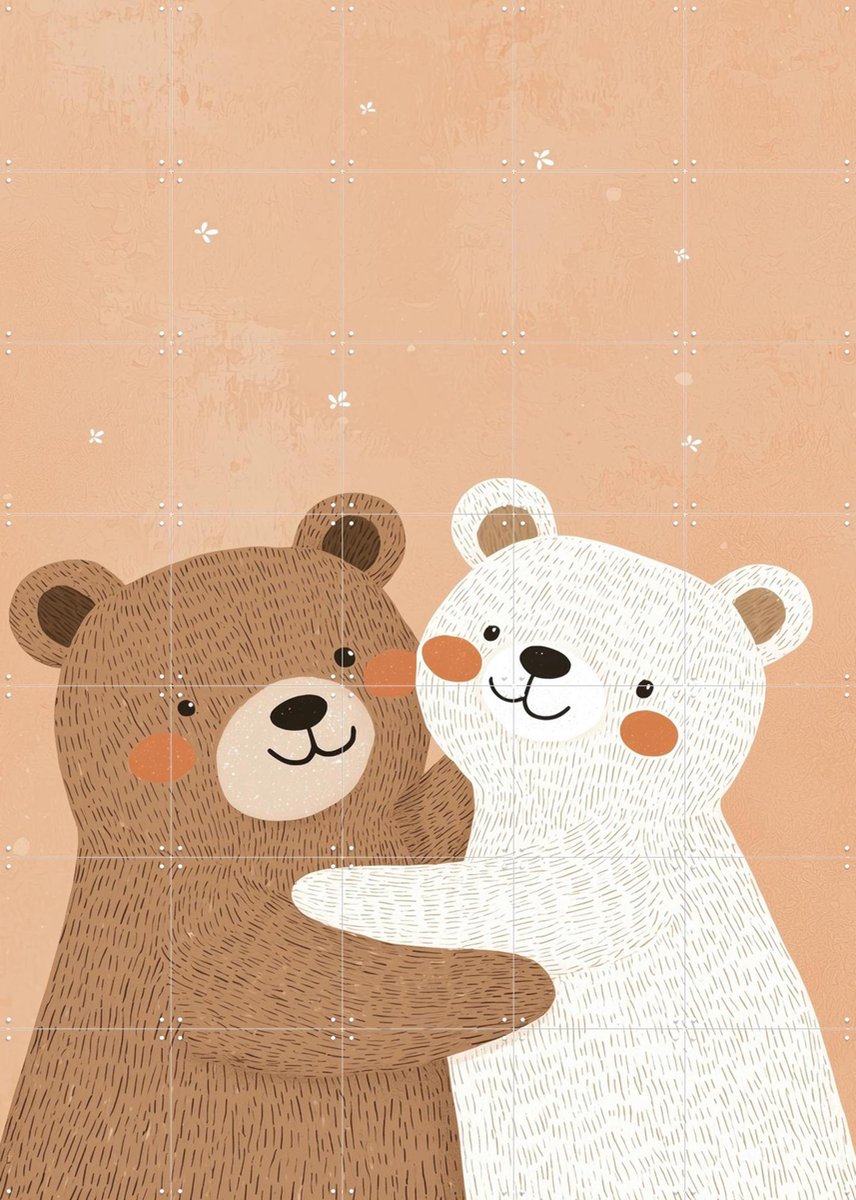 IXXI Happy teddy's, Treechild & Various - 100 x 140 cm - Gratis ophangtool - Grote wanddecoratie en posters - Illustraties, Speels, Fantasierijk