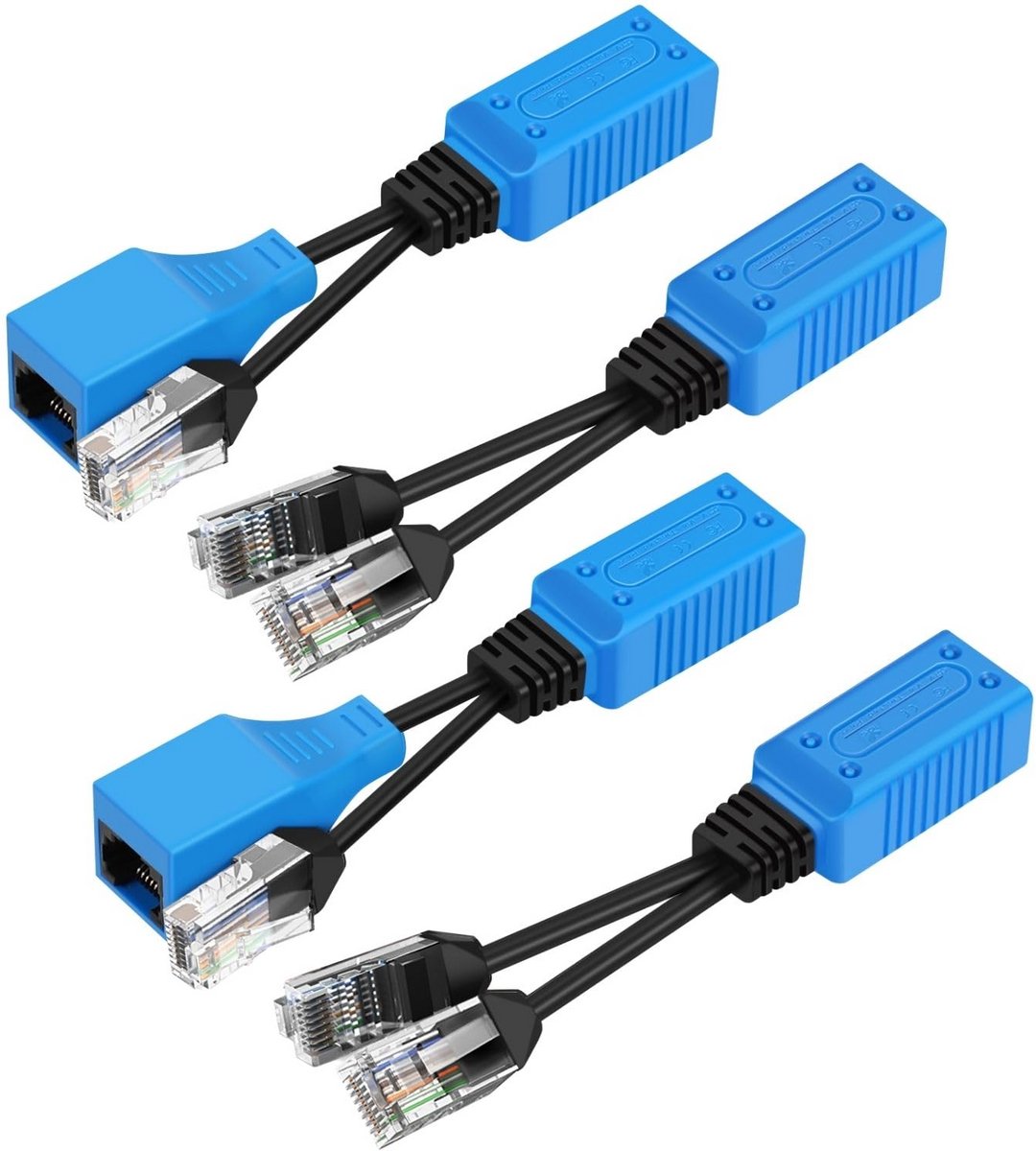 Ethernet Splitter Set 2 in 1 Y-Adapter voor LAN en PoE Dataoverdracht