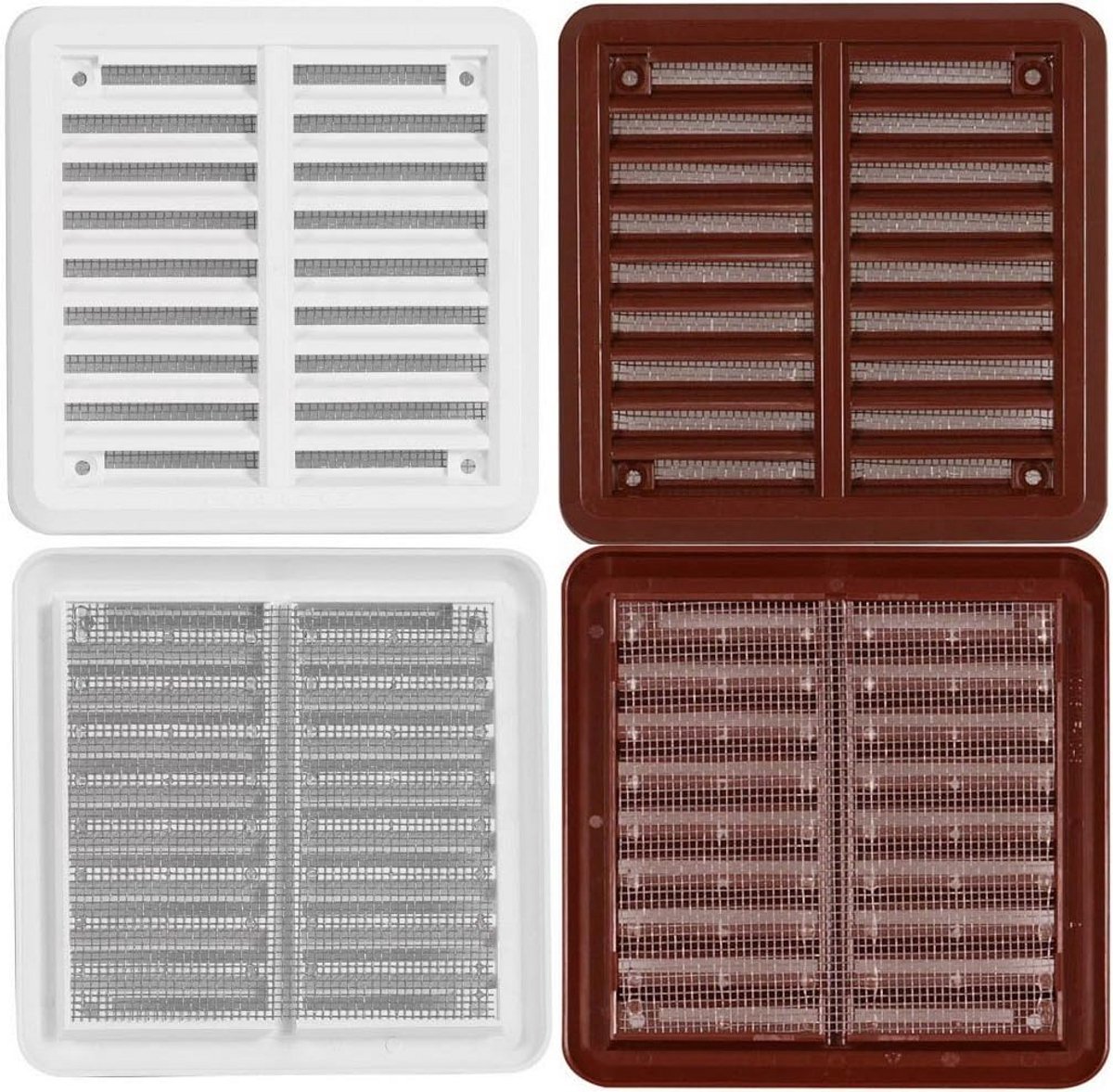 Ventilatierooster Wit Kunststof 100x100 mm voor Deur en Binnenruimtes