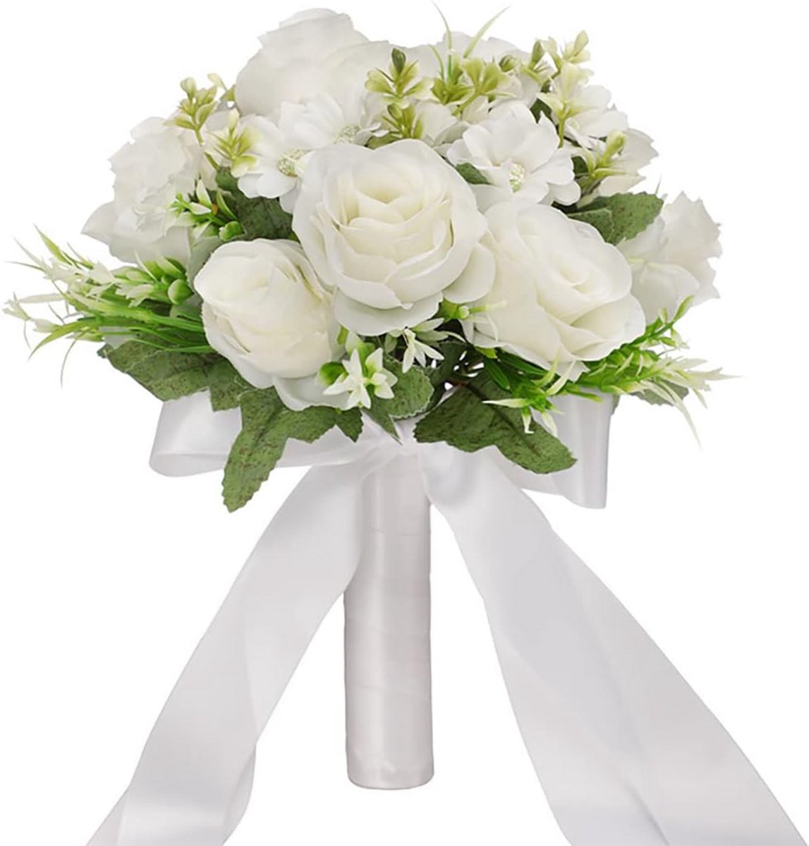 Bruidsboeket Champagne Wit Kunstbloemen voor Bruiloft, Bruidsmeisje en Decoratie