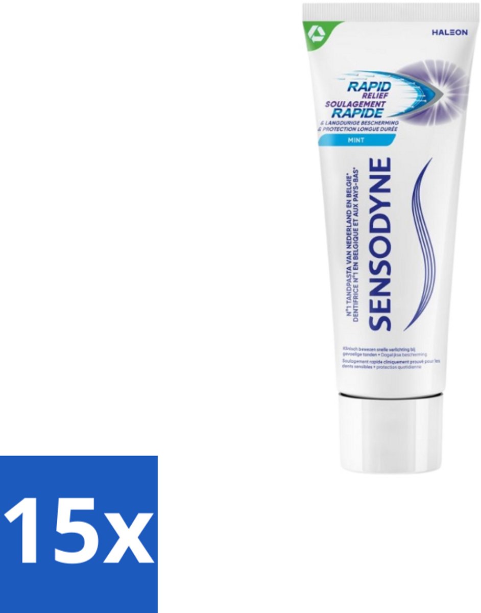 Sensodyne – Tandpasta – Rapid Relief Whitening – 75 ml - Bulkverpakking - 15 stuks