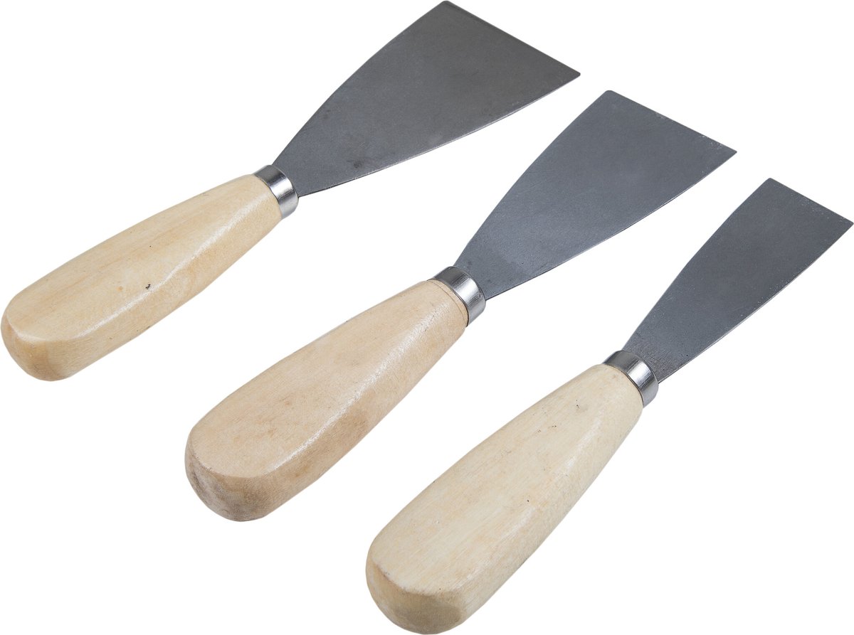 Werkzeyt Plamuurmes Set 3-delig – Staal & Hout