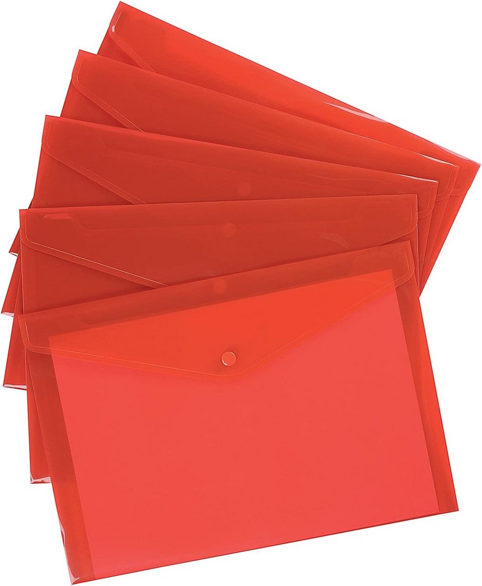 12 Pack A4 Documentenmap Polypropyleen Rood